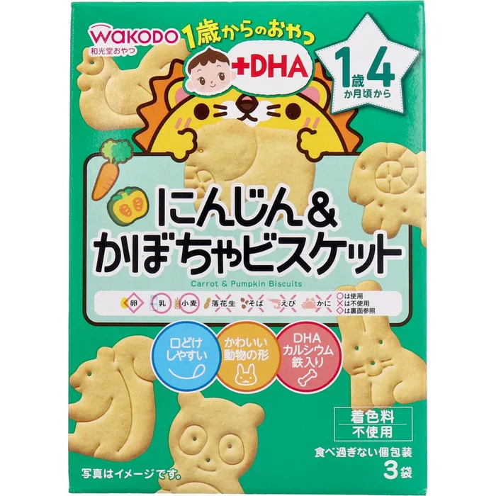 Wakodo Baby Snacks DHA Carrot Pumpkin Biscuits 115g x 3 bags Wakodo Vibrators