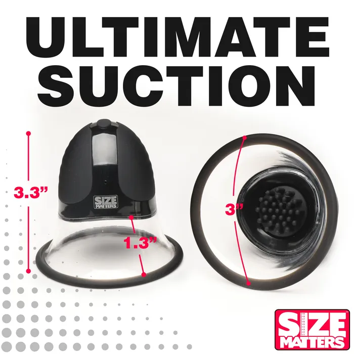 Anal 10X Rotating Silicone Nipple Suckers w 4 Attachments Black Size Matters