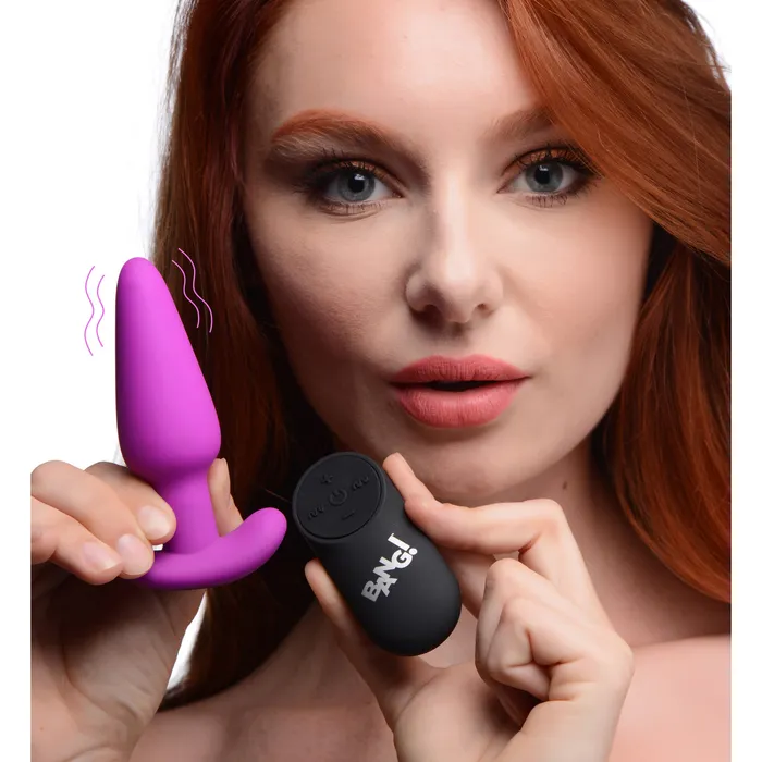 Anal 21X Remote Control Vibrating Silicone Butt Plug Purple BANG