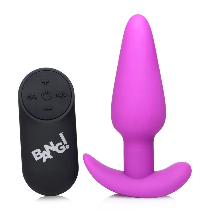 Anal 21X Remote Control Vibrating Silicone Butt Plug Purple BANG