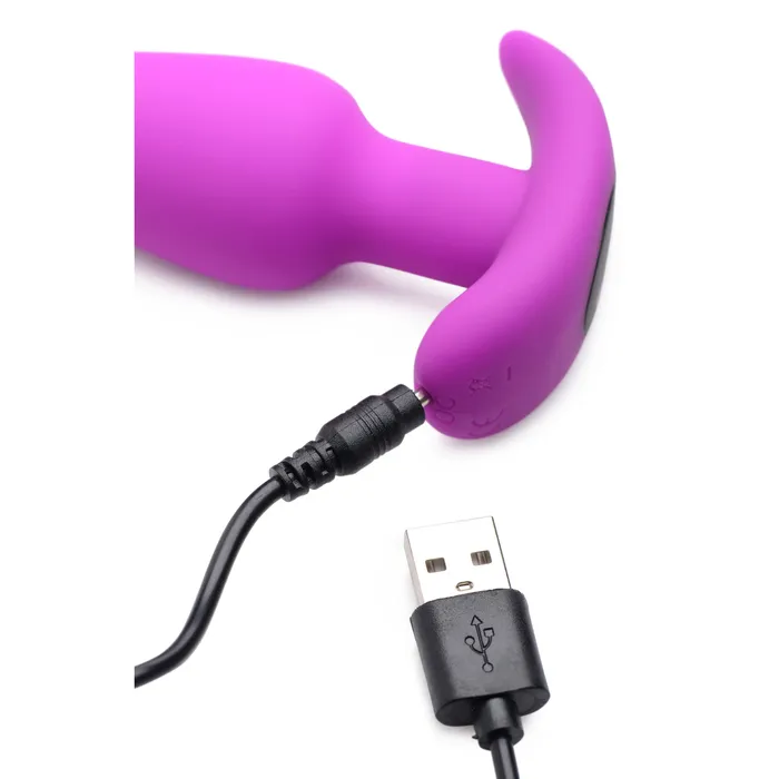 Anal 21X Remote Control Vibrating Silicone Butt Plug Purple BANG