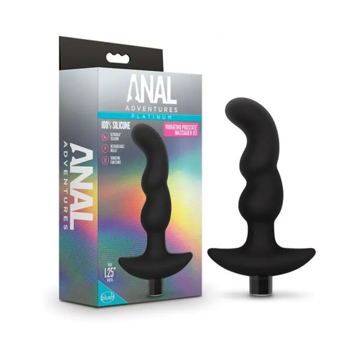 Anal Adventures Platinum Silicone Vibrating Prostate Massager 03 Black Blush Male Sex Toys Anal Adventures Platinum Silicone Vibrating Prostate Massager 03 Black Blush Male Sex Toys