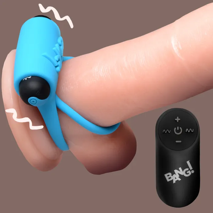 Couples BANG 28X Remote Control Vibrating Cock Ring Bullet Blue