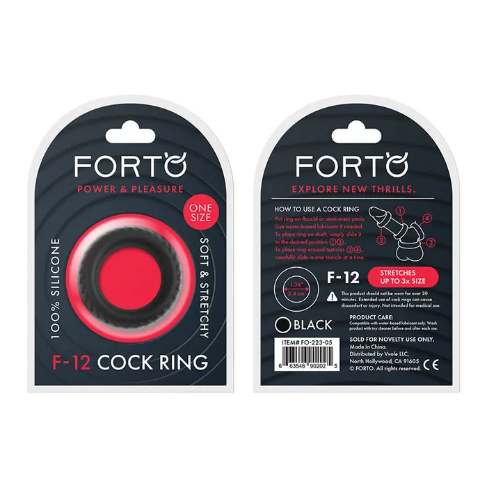Female Sex Toys Forto F12 Liquid Silicone Cockring 35mm Black Vvole