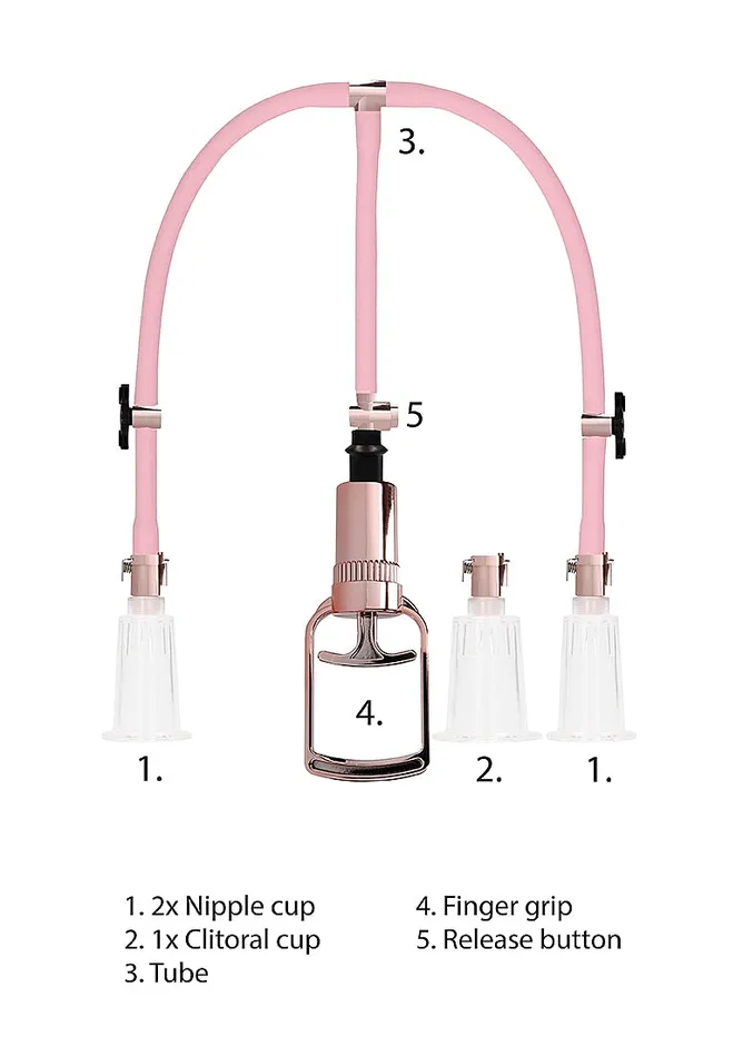 Female Sex Toys SHOTS AMERICA LLC CLITORAL NIPPLE PUMP SET ROSE GOLD LARGE