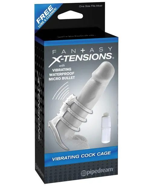 Male Sex Toys Pipedream Products Fantasy Xtensions Vibrating Cock Cage Clear