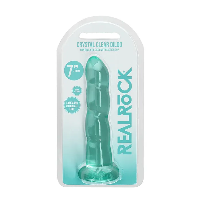 RealRock Crystal Clear NonRealistic 7 in Twisted Dildo With Suction Cup Turquoise Shots America LLC Female Sex Toys RealRock Crystal Clear NonRealistic 7 in Twisted Dildo With Suction Cup Turquoise Shots America LLC Female Sex Toys