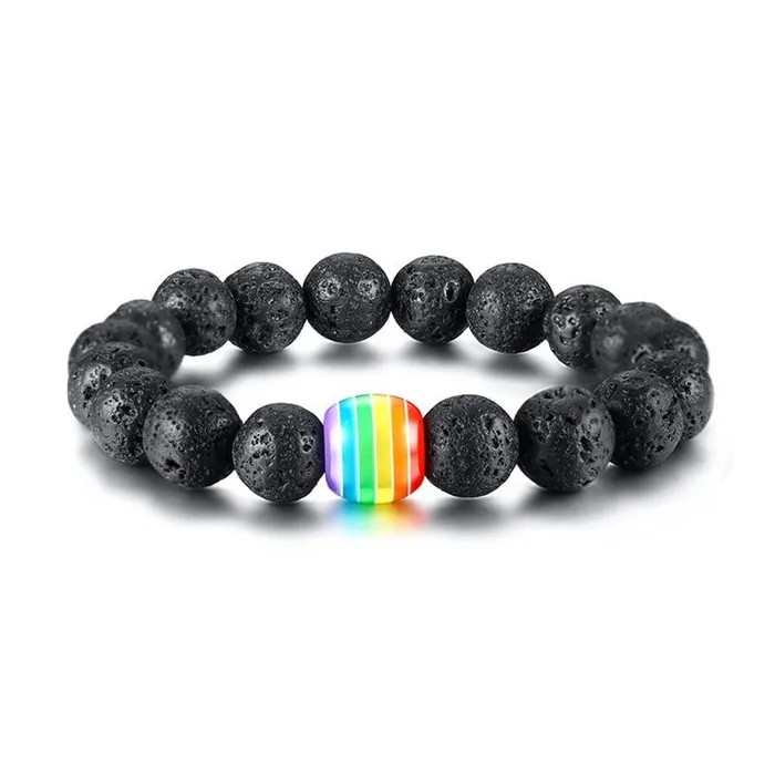 7AM Jewellry Store Anal Lava Stone Rainbow Bracelet