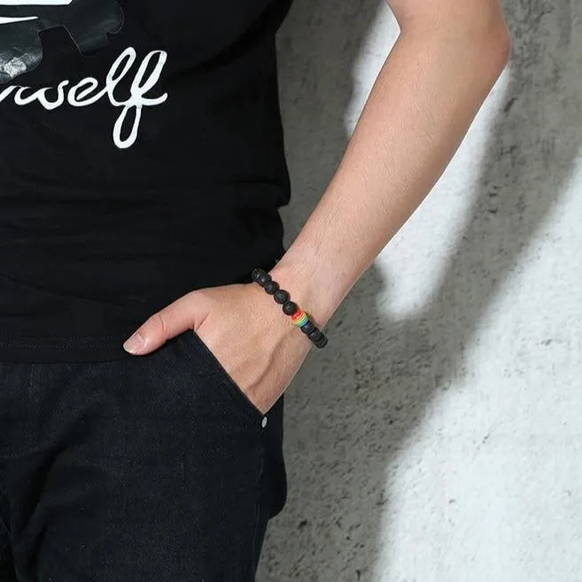 7AM Jewellry Store Anal Lava Stone Rainbow Bracelet 7AM Jewellry Store Anal Lava Stone Rainbow Bracelet