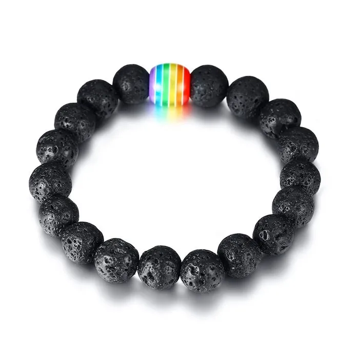 7AM Jewellry Store Anal Lava Stone Rainbow Bracelet 7AM Jewellry Store Anal Lava Stone Rainbow Bracelet