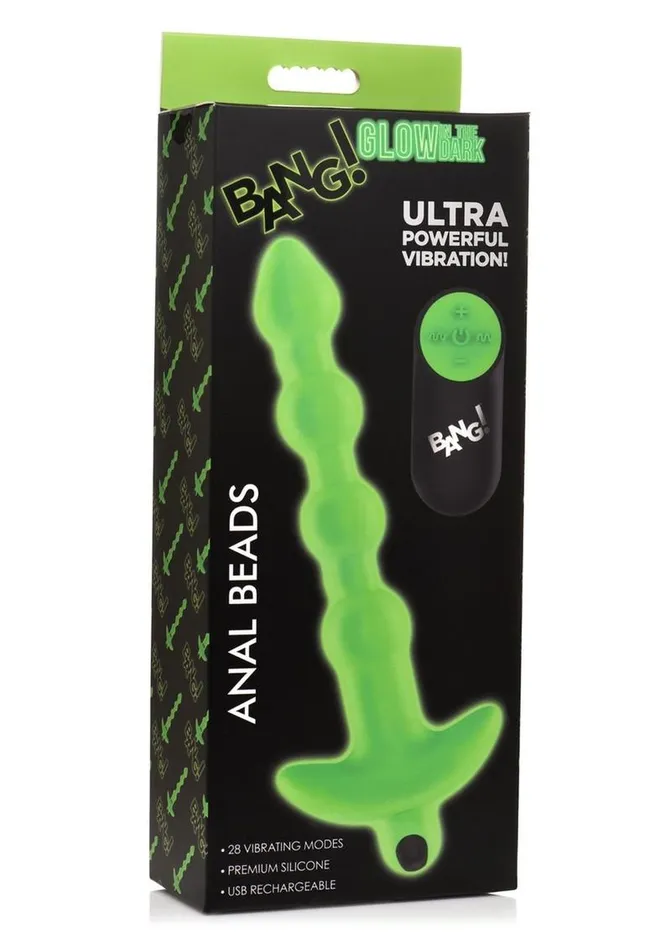 BANG Female Sex Toys Bang 28x Glow In The Dark Silicone Rechargeable Anal Beads with Remote