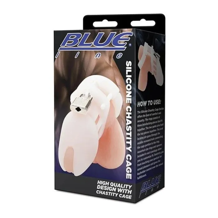 Blue Line Male Sex Toys Blue Line Silicone Chastity Cage White