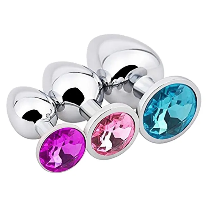 Couples Love Plugs Steel TearDrop Jeweled Gemstone Kit 3 Piece