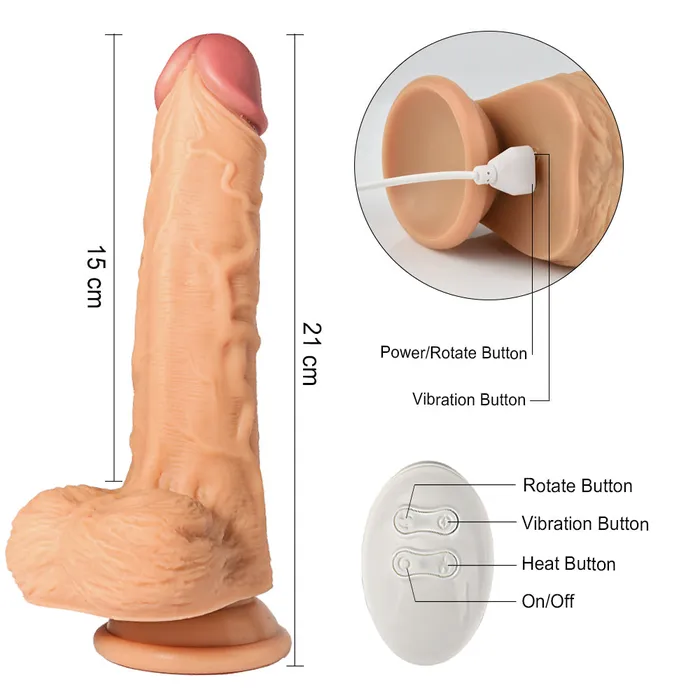 Earlypeach Female Sex Toys 3 IN 1 Thrusting Dildo with Rotate Heat Dark Skin Remote Control Earlypeach Female Sex Toys 3 IN 1 Thrusting Dildo with Rotate Heat Dark Skin Remote Control