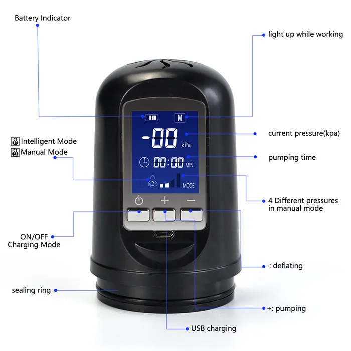 Earlypeach Male Sex Toys LCD Automatic Vacuum Penis Pump