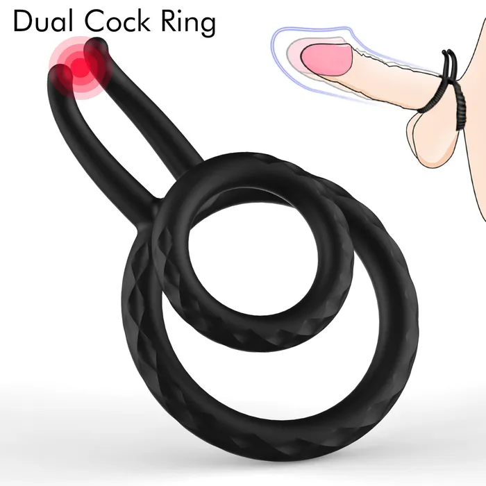Earlypeach Male Sex Toys Tentacular Tickler Vibrating Dual Cock Ring
