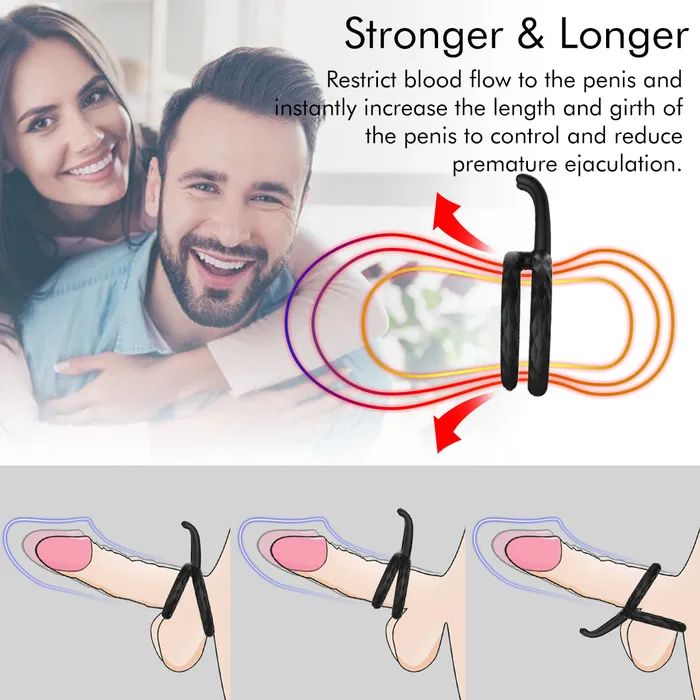 Earlypeach Male Sex Toys Tentacular Tickler Vibrating Dual Cock Ring