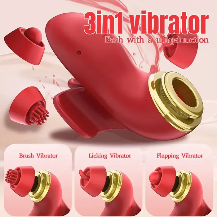 Female Sex Toys Inyarose TriplePlay 3in1 Vibrator Flap Lick Brush