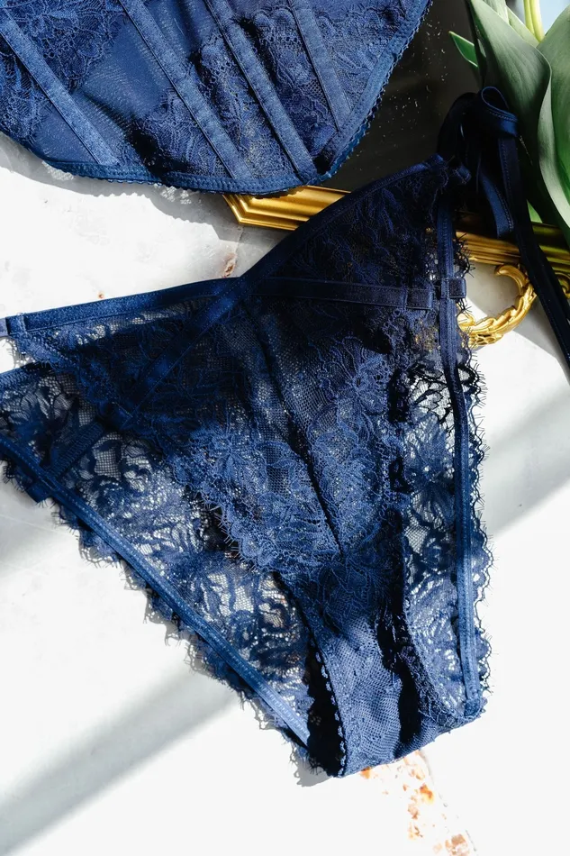 Lacy Side Tie Panty Navy Mentionables Female Sex Toys Lacy Side Tie Panty Navy Mentionables Female Sex Toys