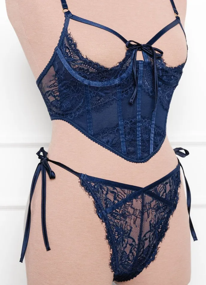 Lacy Side Tie Panty Navy Mentionables Female Sex Toys Lacy Side Tie Panty Navy Mentionables Female Sex Toys
