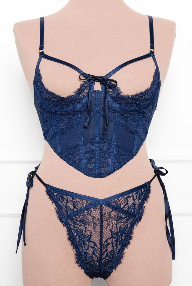 Lacy Side Tie Panty Navy Mentionables Female Sex Toys Lacy Side Tie Panty Navy Mentionables Female Sex Toys