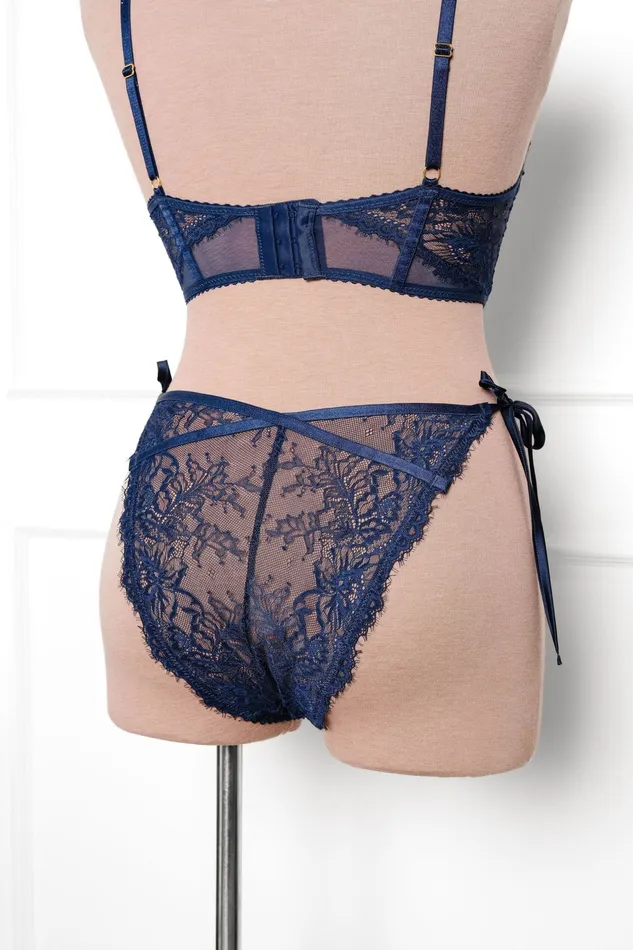 Lacy Side Tie Panty Navy Mentionables Female Sex Toys Lacy Side Tie Panty Navy Mentionables Female Sex Toys