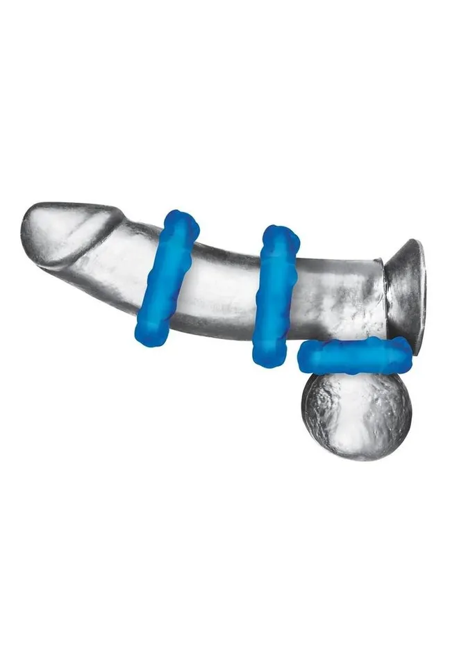 Male Sex Toys Blue Line CandB Gear Blue Line Ribbed Rider Cock Ring