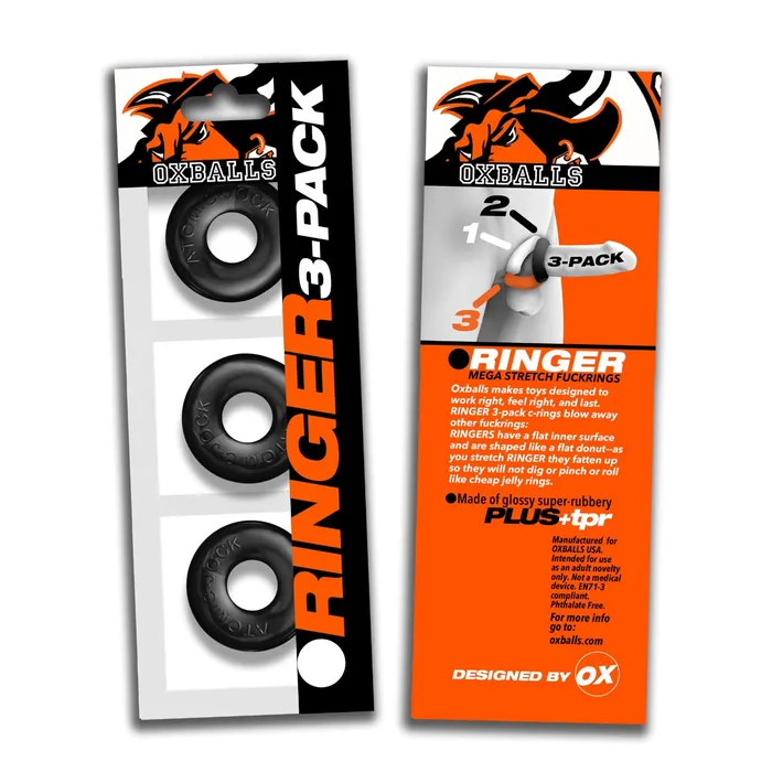 Oxballs Male Sex Toys Oxballs Ringer Cock Ring 3 Pack Black