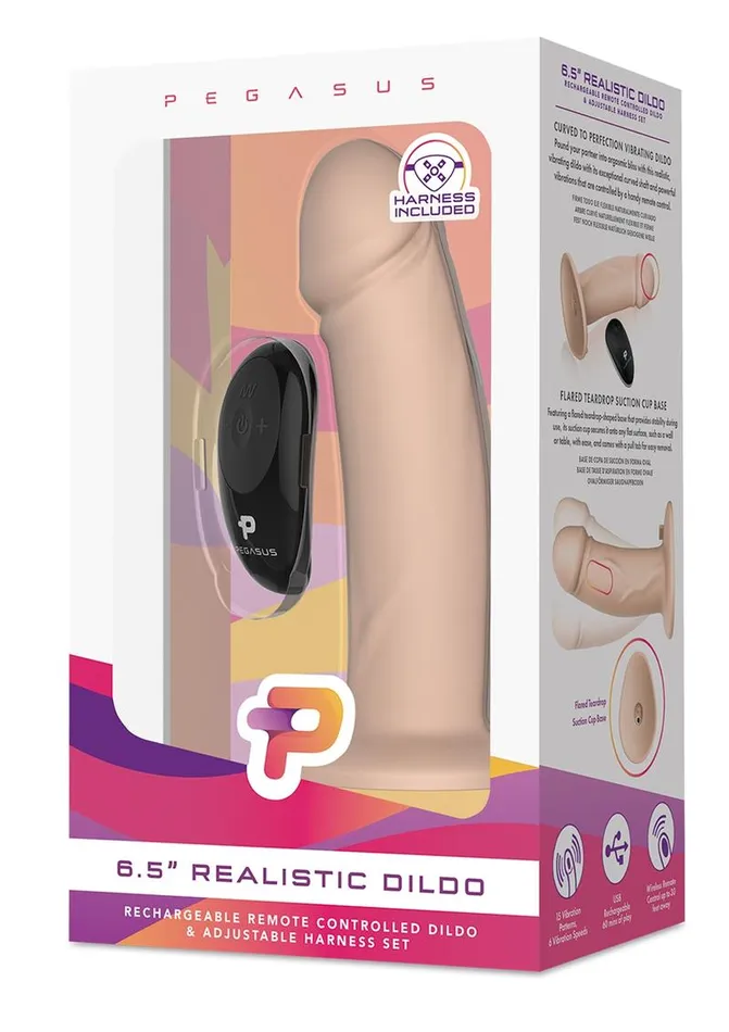 Pegasus Realistic Silicone Rechargeable Dildo with Remote Control and Adjustable Harness Pegasus Female Sex Toys
