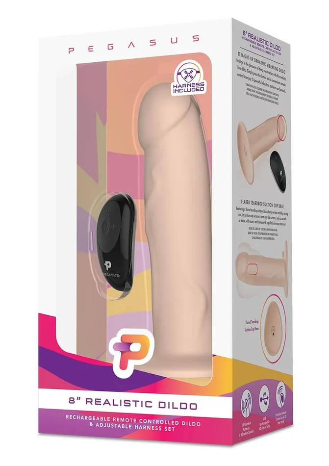Pegasus Realistic Silicone Rechargeable Dildo with Remote Control and Adjustable Harness Pegasus Female Sex Toys