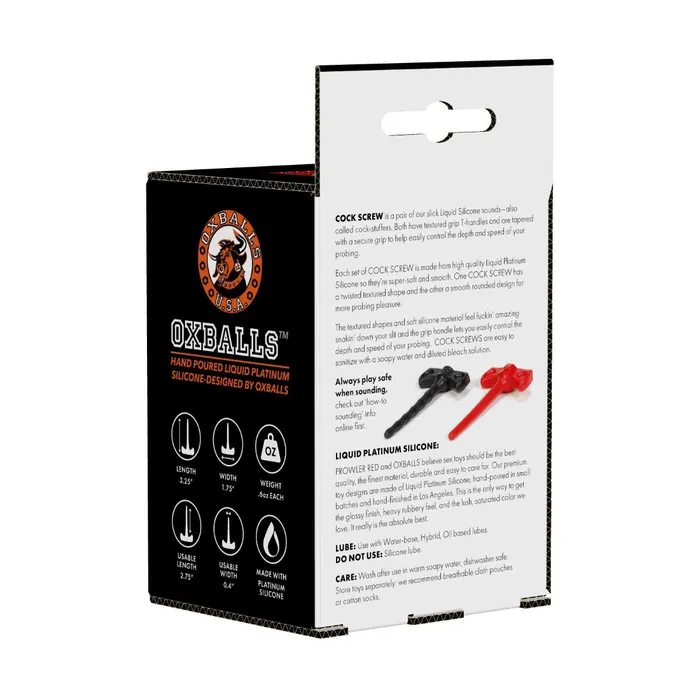 Prowler RED By Oxballs CORK SCREWS Sounds 2 Piece Set Black Red Prowler RED Anal