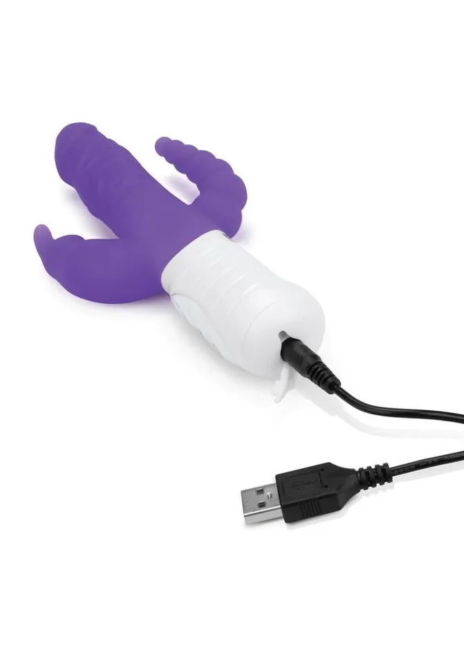 Rabbit Essentials Silicone Rechargeable Slim Realistic Double Penetration Rabbit Vibrator Rabbit Essentials Female Sex Toys