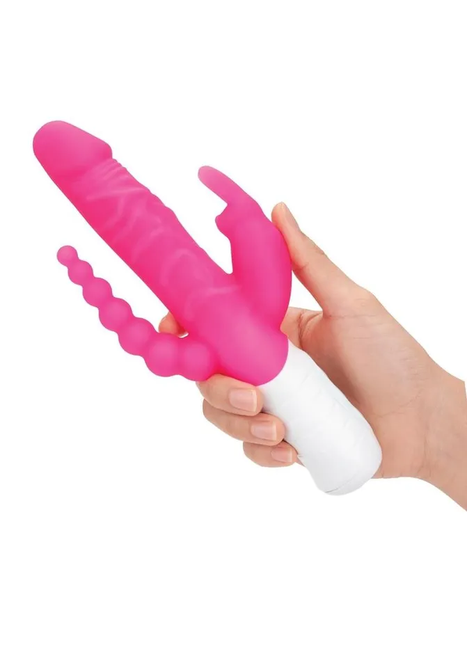 Rabbit Essentials Silicone Rechargeable Slim Realistic Double Penetration Rabbit Vibrator Rabbit Essentials Female Sex Toys