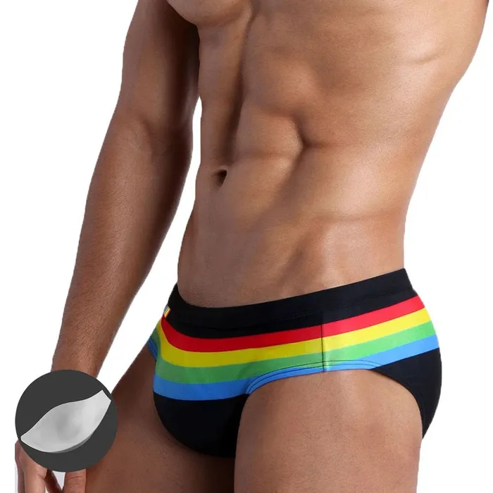 XINNEIKEEA Swimsuit Store Anal Ringaround Rainbow Swim Briefs