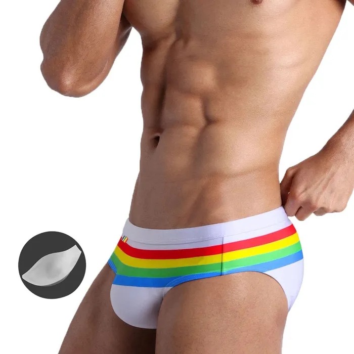 XINNEIKEEA Swimsuit Store Anal Ringaround Rainbow Swim Briefs