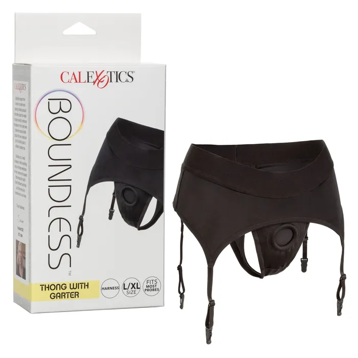 CalExotics Boundless Thong With Garter Lxl Black Male Sex Toys CalExotics Boundless Thong With Garter Lxl Black Male Sex Toys