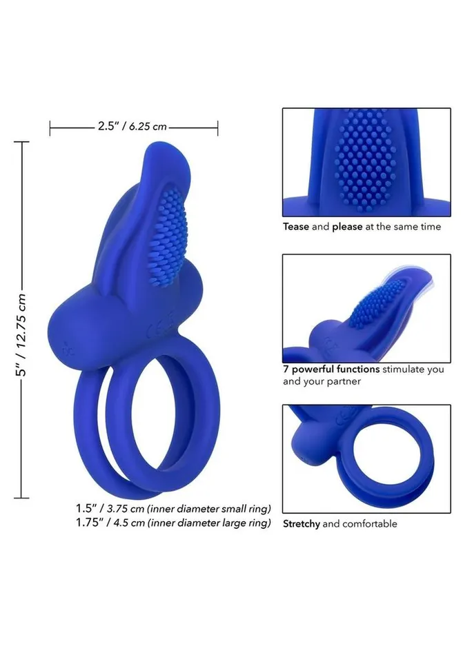 Calexotics Silicone Rechargeable Dual Pleasure Enhancer Cock Ring Couples Enhancers Male Sex Toys