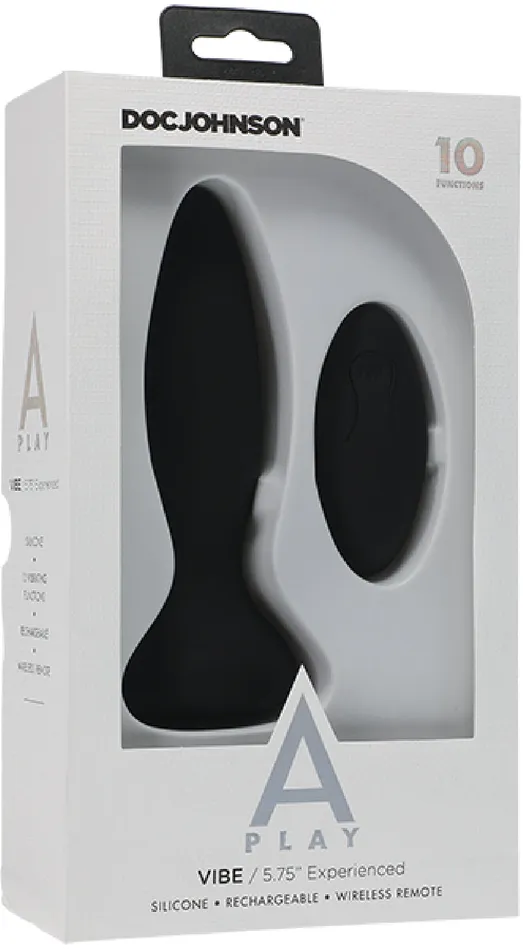 Doc Johnson Anal Vibe Experienced Rechargeable Silicone Anal Plug With Remote Black