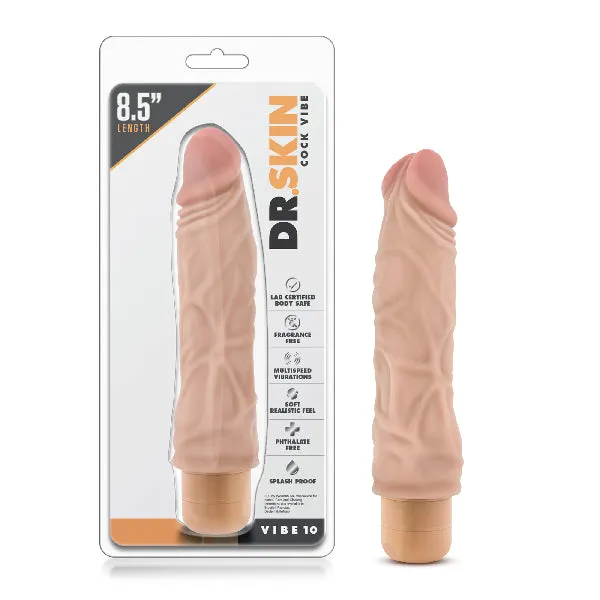 Female Sex Toys Dr Skin Cock Vibe 10 85in Vibrating Cock Beige Blush