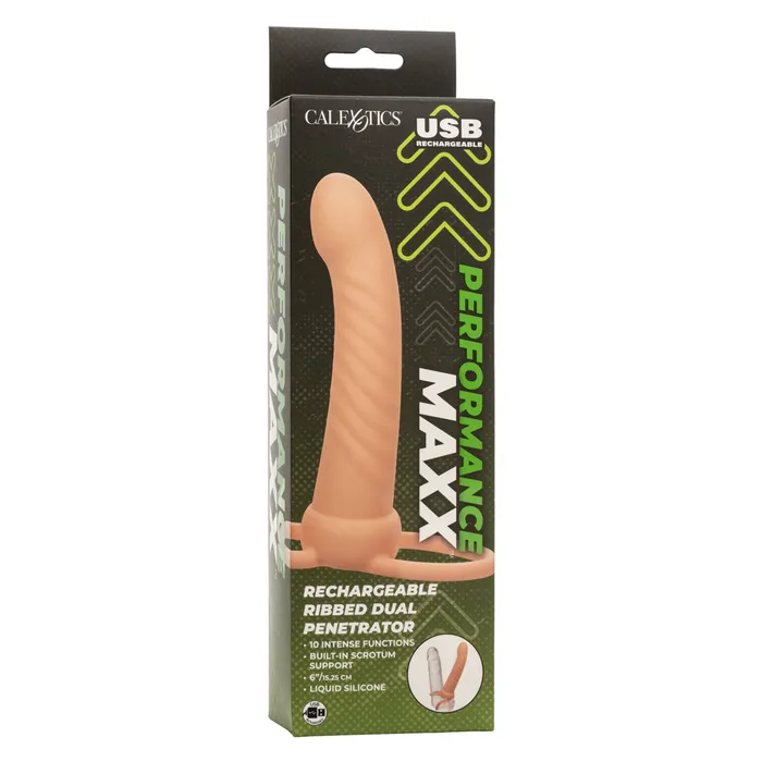 Female Sex Toys Performance Maxx Rechargeable Ribbed Dual Penetrator Ivory CalExotics Female Sex Toys Performance Maxx Rechargeable Ribbed Dual Penetrator Ivory CalExotics