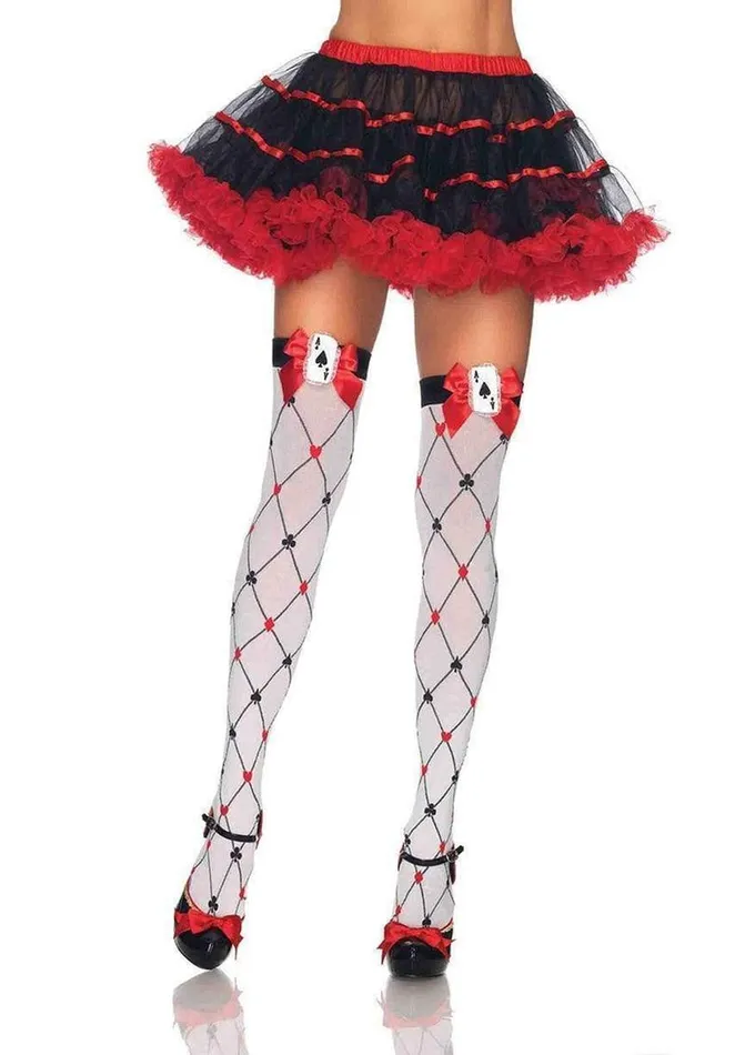 Leg Avenue Male Sex Toys Leg Avenue Woven Diamond Card Suit Thigh High with Bow and Card Charm Leg Avenue Male Sex Toys Leg Avenue Woven Diamond Card Suit Thigh High with Bow and Card Charm