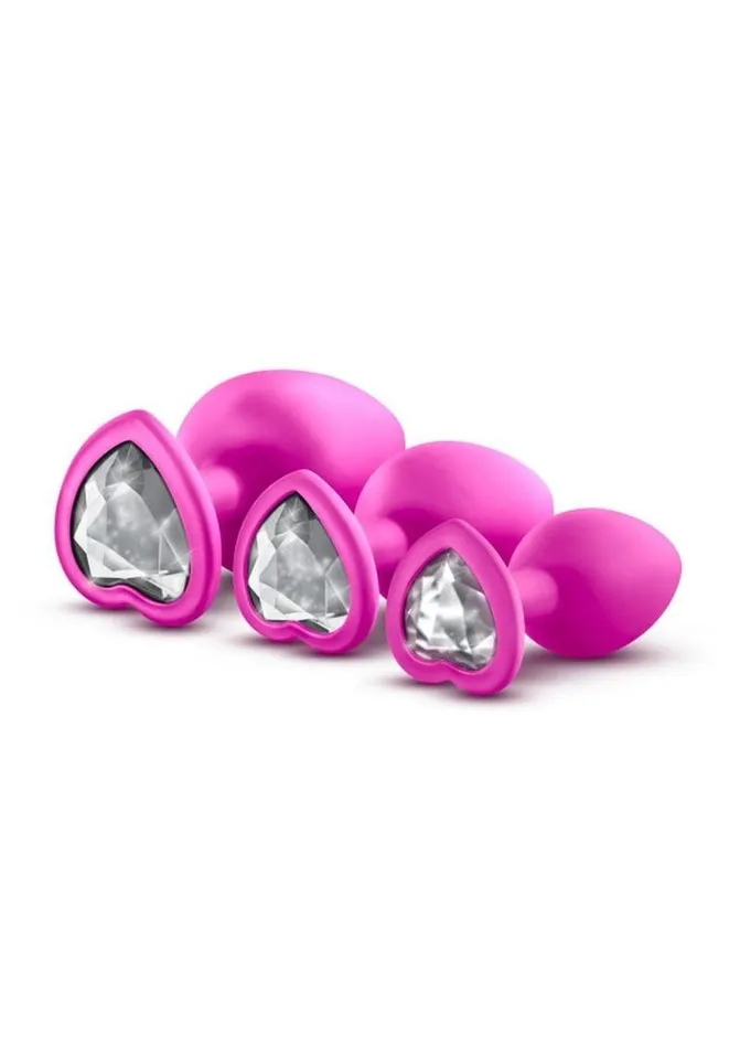 Luxe Anal Luxe Bling Plugs Silicone Training Kit with White Gems 3 Size Kit