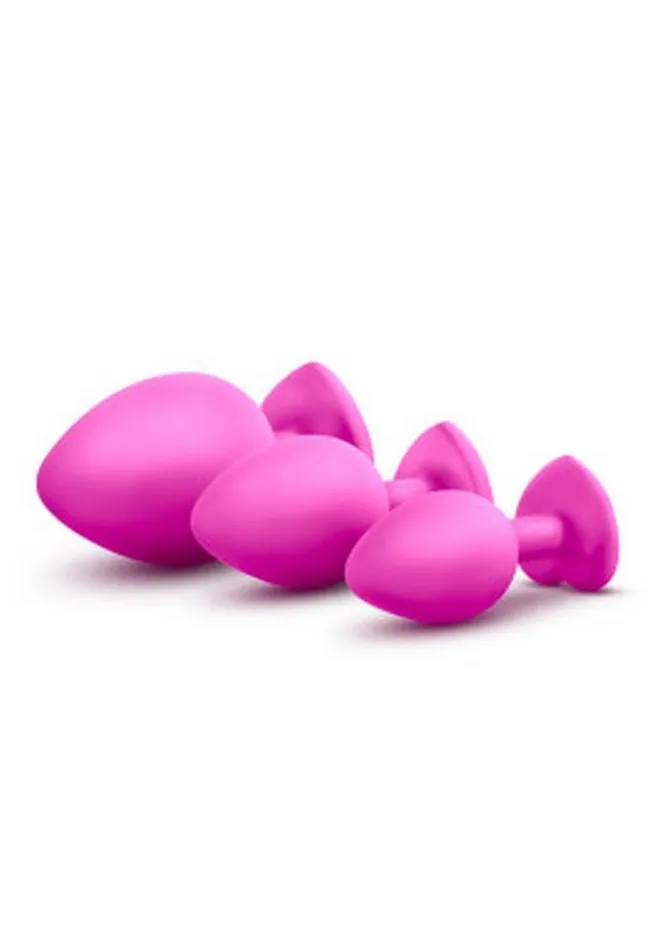 Luxe Anal Luxe Bling Plugs Silicone Training Kit with White Gems 3 Size Kit