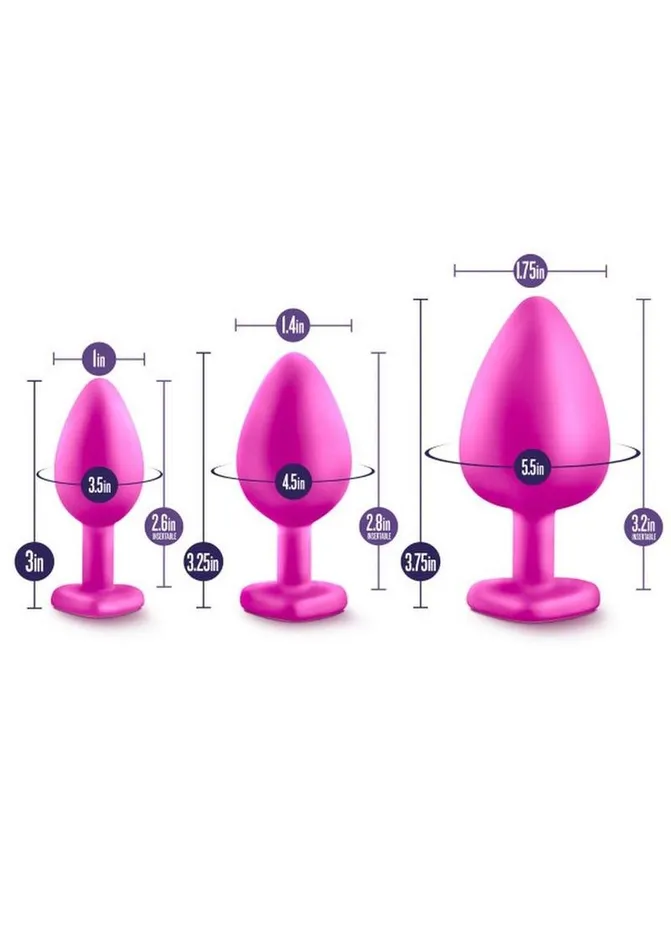 Luxe Anal Luxe Bling Plugs Silicone Training Kit with White Gems 3 Size Kit
