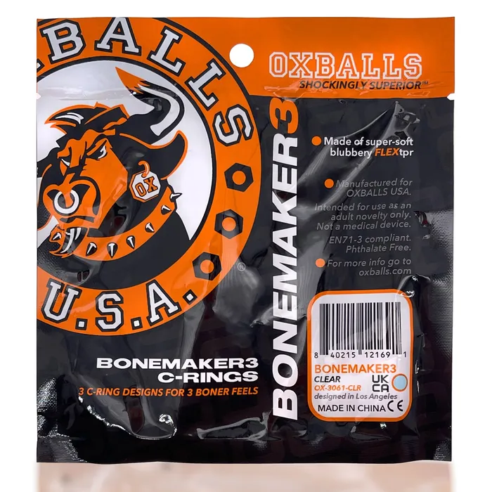 Oxballs Anal Bonemaker 3Pack Boner Rings Clear