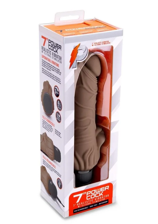 Powercocks Female Sex Toys Powercocks Silicone Realistic Vibrator with Clitoral Stimulator