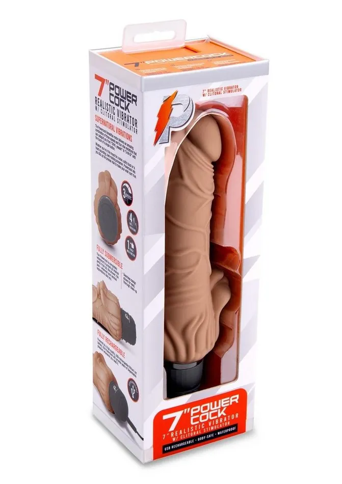 Powercocks Female Sex Toys Powercocks Silicone Realistic Vibrator with Clitoral Stimulator