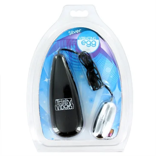 Silver Vibrating Egg XR Brands Trinity Vibes Female Sex Toys