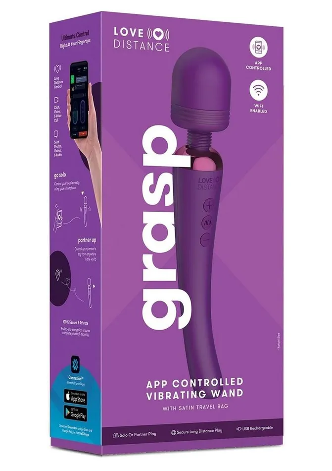 Vibrators Love Distance Love Distance Grasp App Controlled Silicone Rechargeable Wand Vibrators Love Distance Love Distance Grasp App Controlled Silicone Rechargeable Wand