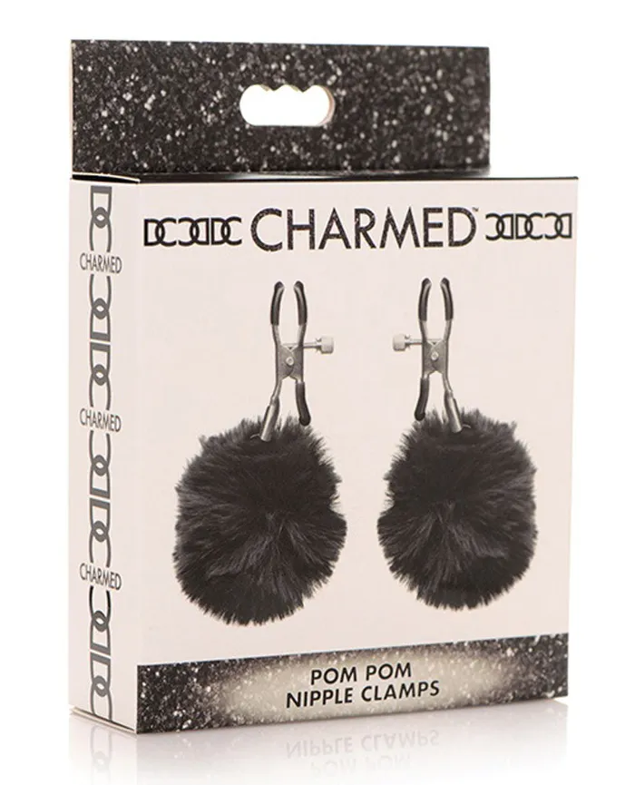XR Brands Charmed Anal Pom Pom Nipple Clamps Black